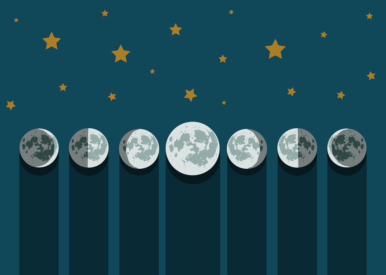 moon, phases, stars